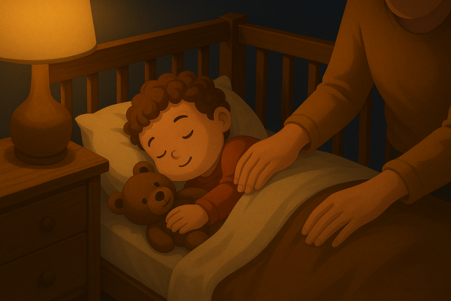The purpose of the photo is to visually show how parental presence and care build a toddler’s sense of comfort and security, which is essential in forming a healthy sleep habit.