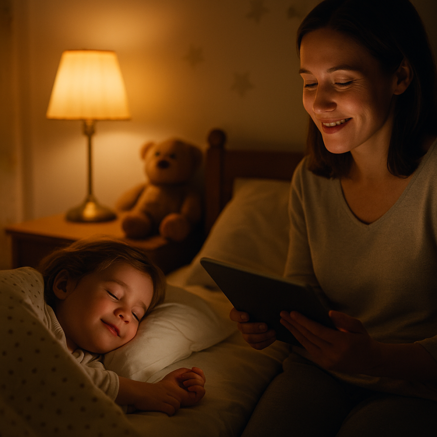 Photo showing how bedtime stories support a calming bedtime routine, helping children drift off peacefully.