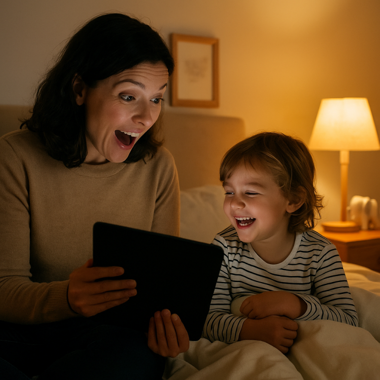 Photo showing how shared reading makes bedtime routines enjoyable for children.